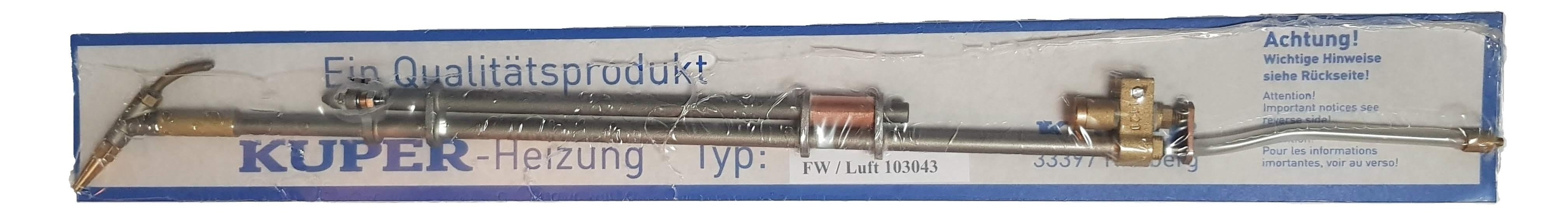 Heating tube for KUPER FW glue thread splicing machines type FW, ready for compressed air